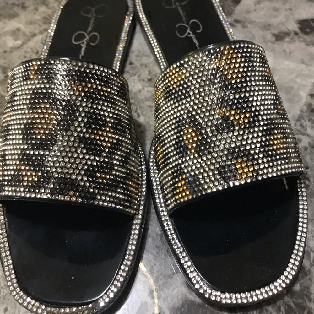 Jessica Simpson black/natural Jelly/leopard size 7
